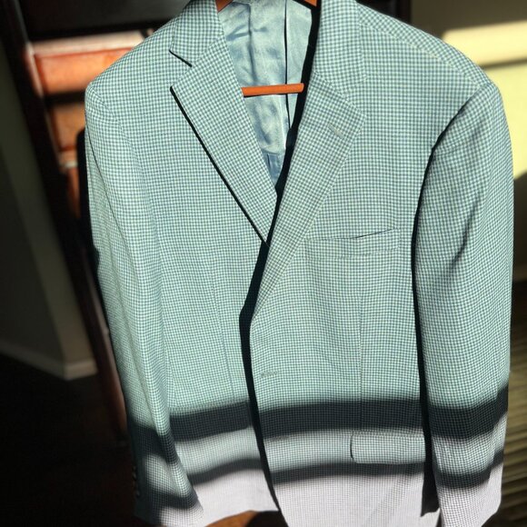 Dillards HSM Blue Checkered Sport Coat Size 42L - Picture 2 of 7